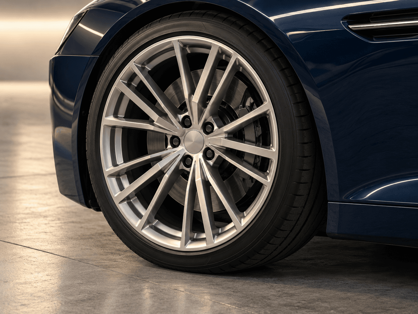 Clean edges and quiet contrast around the wheel and panel.